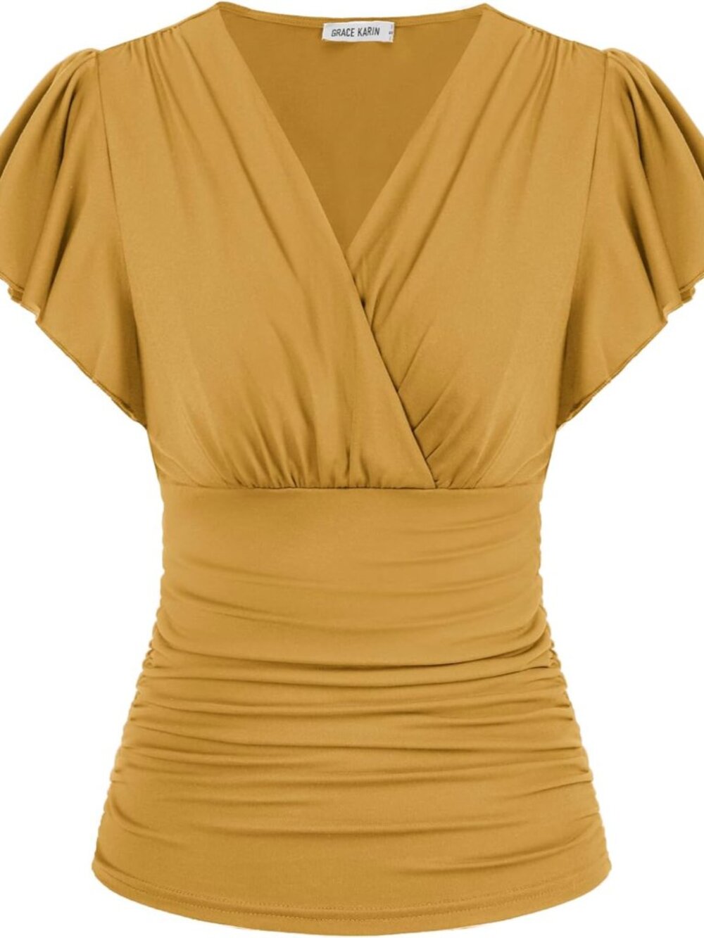 Womens Tops Dressy Casual Ruffle Sleeve Wrap Blouses